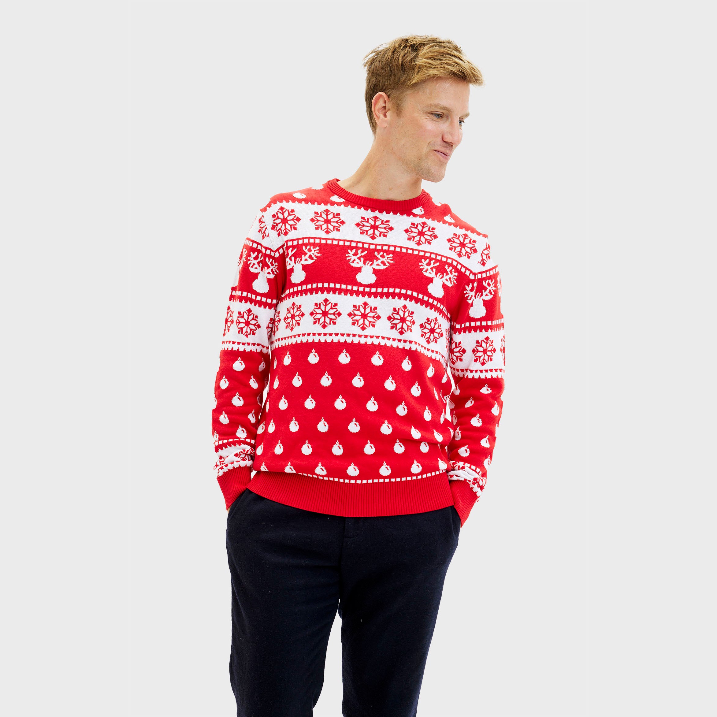 Den Klassiske Julegenser Rød - Herre.